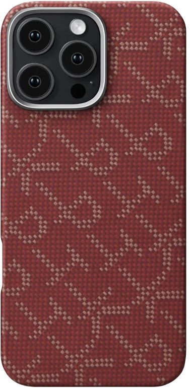 Pitaka Tactile Woven Case Monogram Red/Gold for iPhone 16 Pro Max